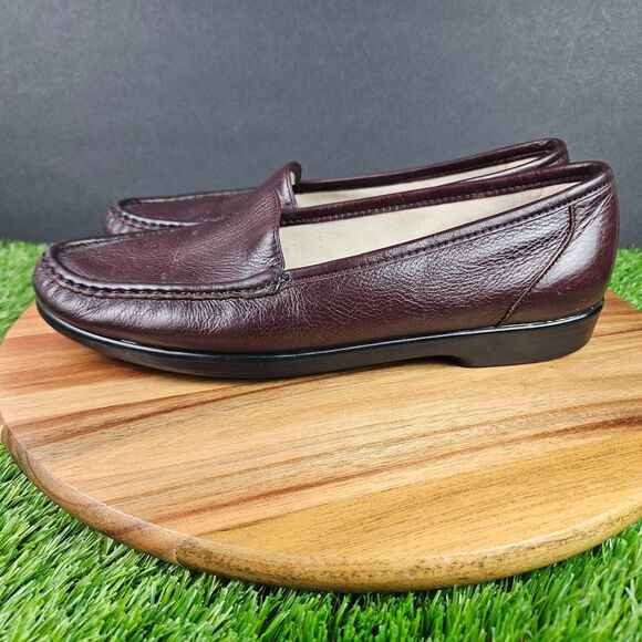 SAS Simplify Moc Toe Comfort Slip On Loafer Leather Burgundy Wine Women's 9.5 N - Picture 6 of 10